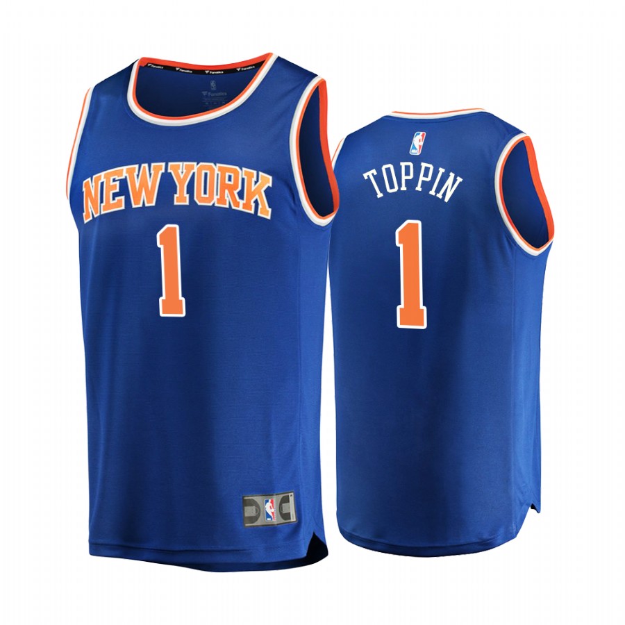 New York Knicks #1 Obi Toppin Jersey  Blue 2020 NBA Draft