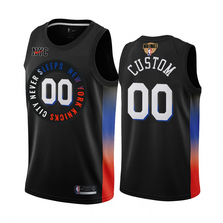 New York Knicks Custom #00 Black 2021 NBA Playoffs Jersey