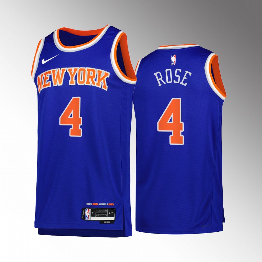 New York Knicks Derrick Rose #4 Blue Icon Edition Jersey 2022-23 Swingman