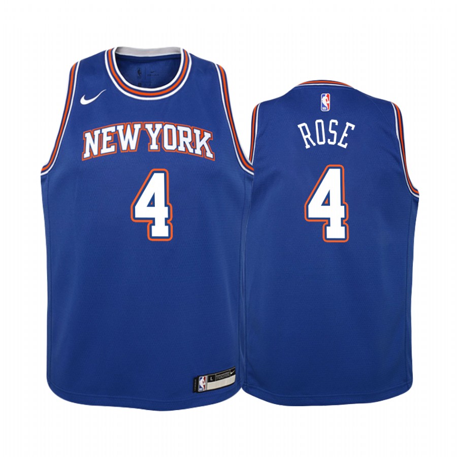 New York Knicks Derrick Rose 2020-21 Statement Edition Blue Youth Jersey #4