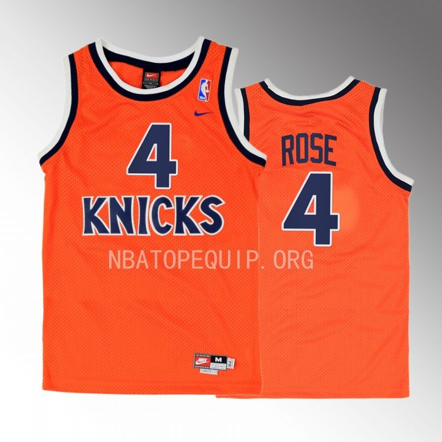New York Knicks Derrick Rose Orange Throwback Men Jersey