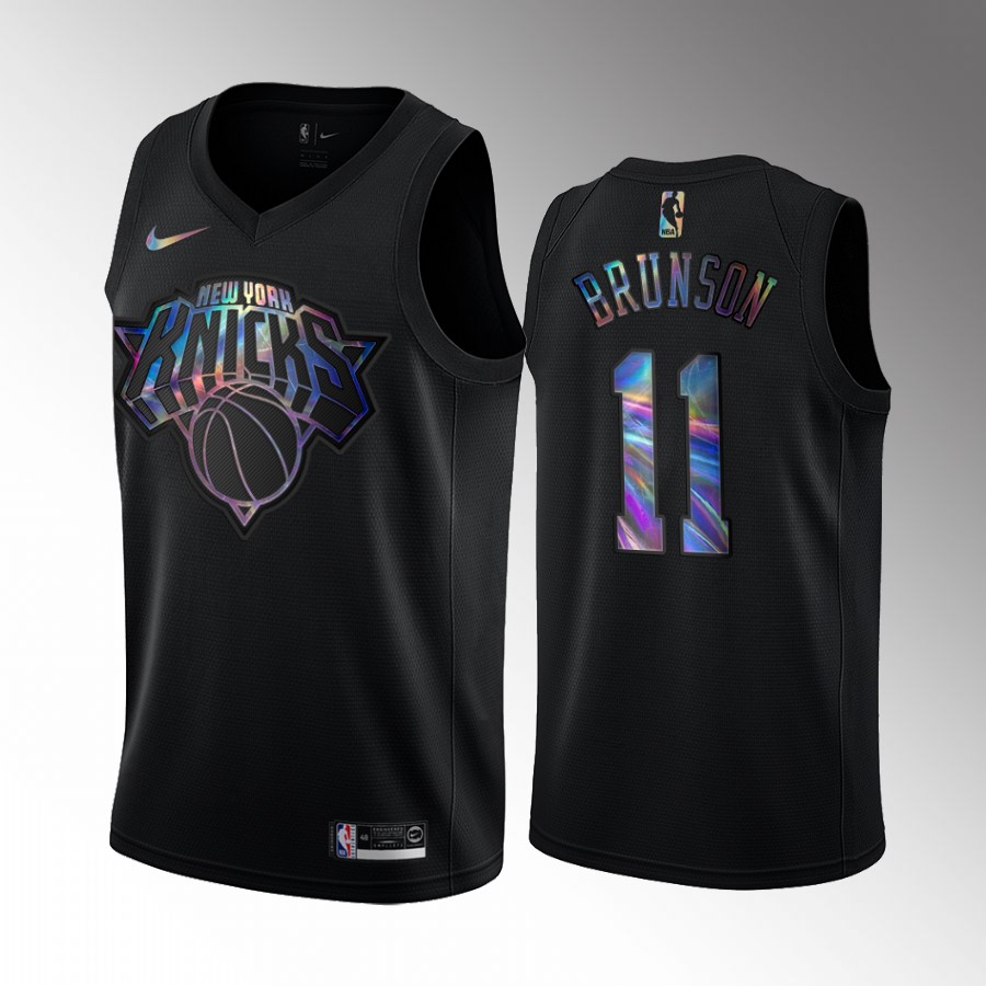 New York Knicks Jalen Brunson #11 Jersey Iridescent Holographic Black Limited