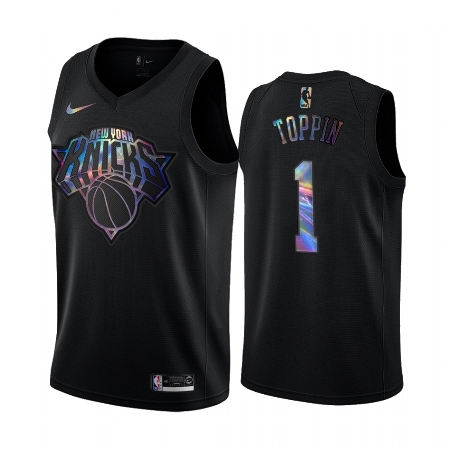 New York Knicks Obi Toppin #1 Jersey Iridescent Holographic Black Limited Edition