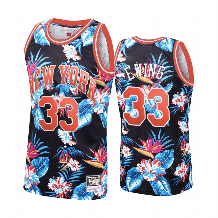 New York Knicks Patrick Ewing #33 Floral Fashion Jersey Men's
