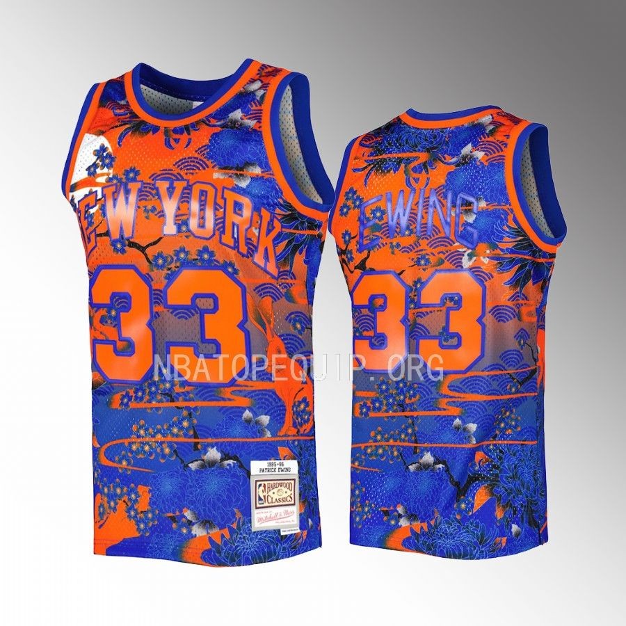 New York Knicks Patrick Ewing Lunar New Year #33 Blue Hardwood Classics Jersey