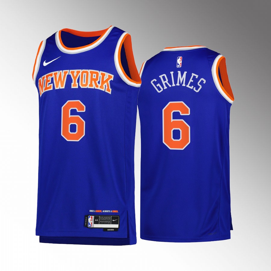 New York Knicks Quentin Grimes #6 Blue Icon Edition Jersey 2022-23 Swingman