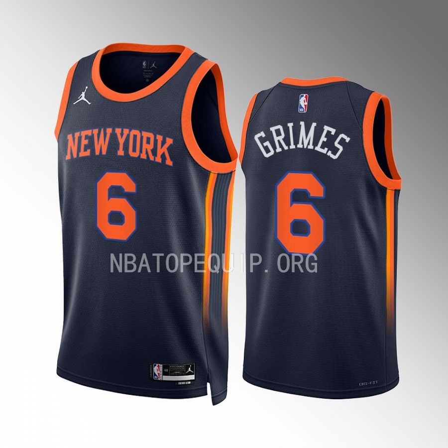 New York Knicks Quentin Grimes 2022-23 Statement Edition Navy #6 Jersey Swingman