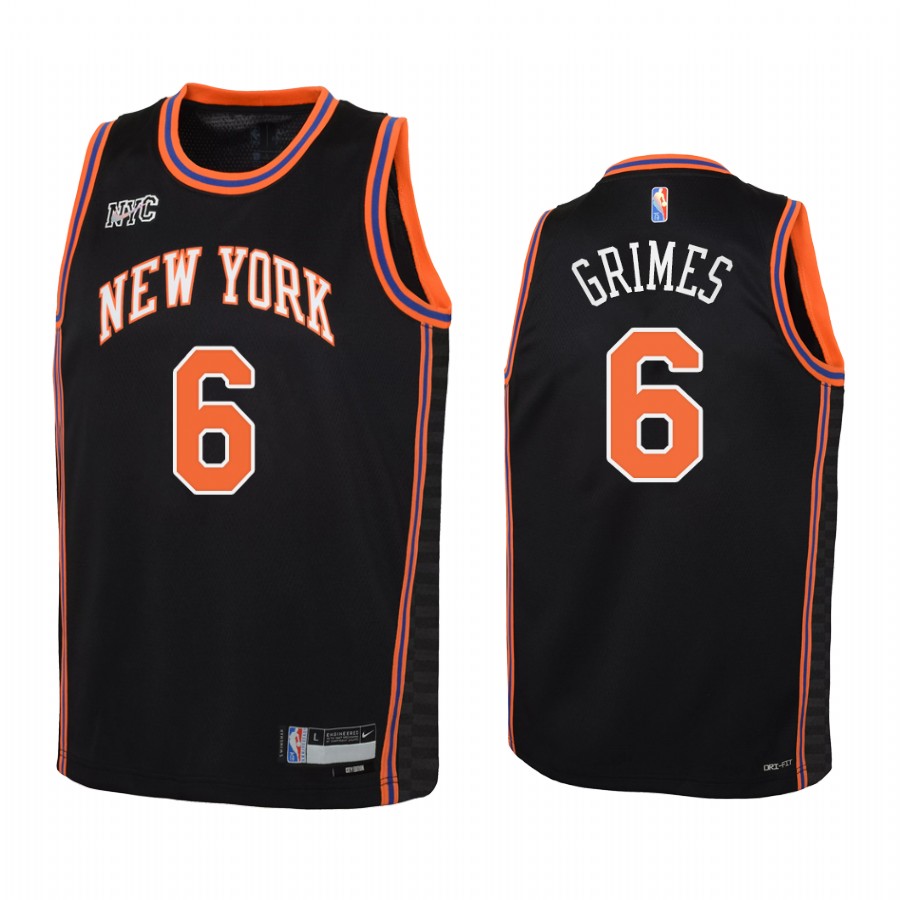 New York Knicks Quentin Grimes City Edition Black Youth Jersey NBA 75th Season #6