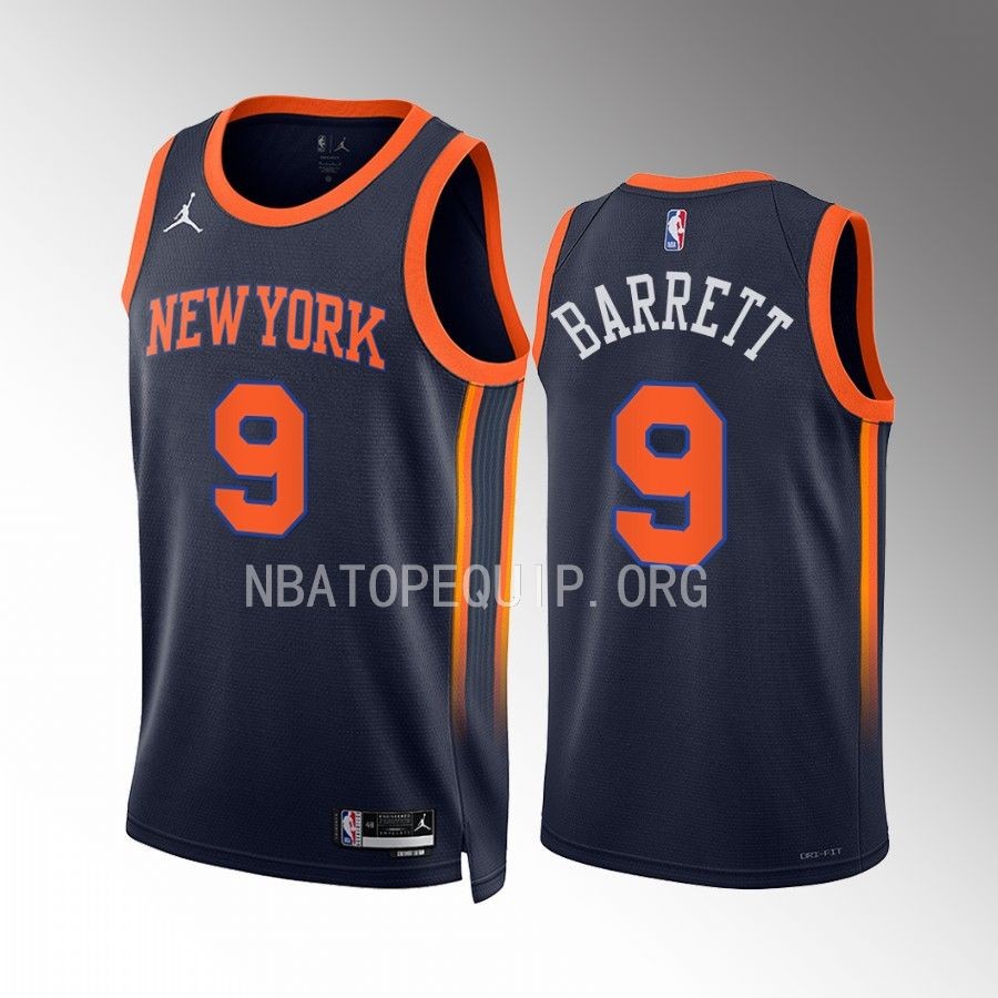 New York Knicks RJ Barrett 2022-23 Statement Edition Navy #9 Jersey Swingman