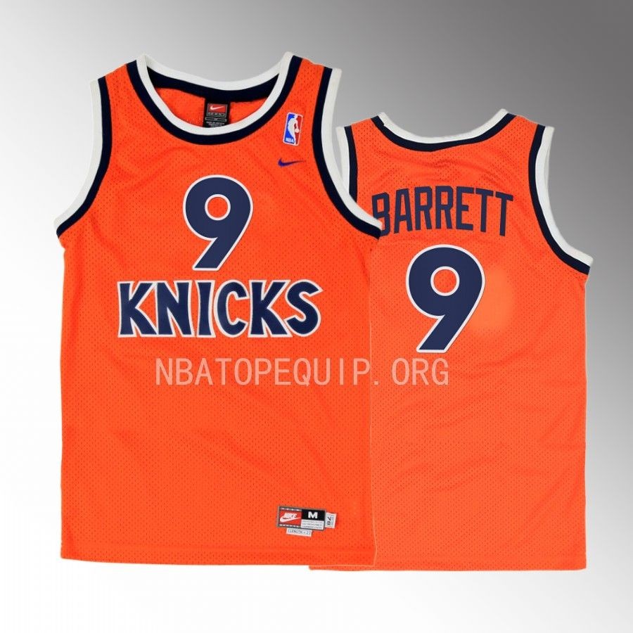 New York Knicks RJ Barrett Orange Throwback Men Jersey