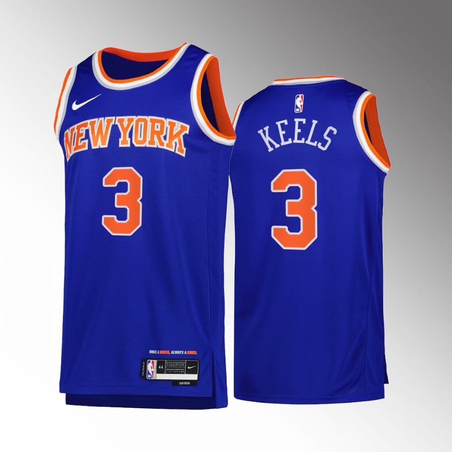 New York Knicks Trevor Keels #3 Blue Icon Edition Jersey 2022-23 Swingman