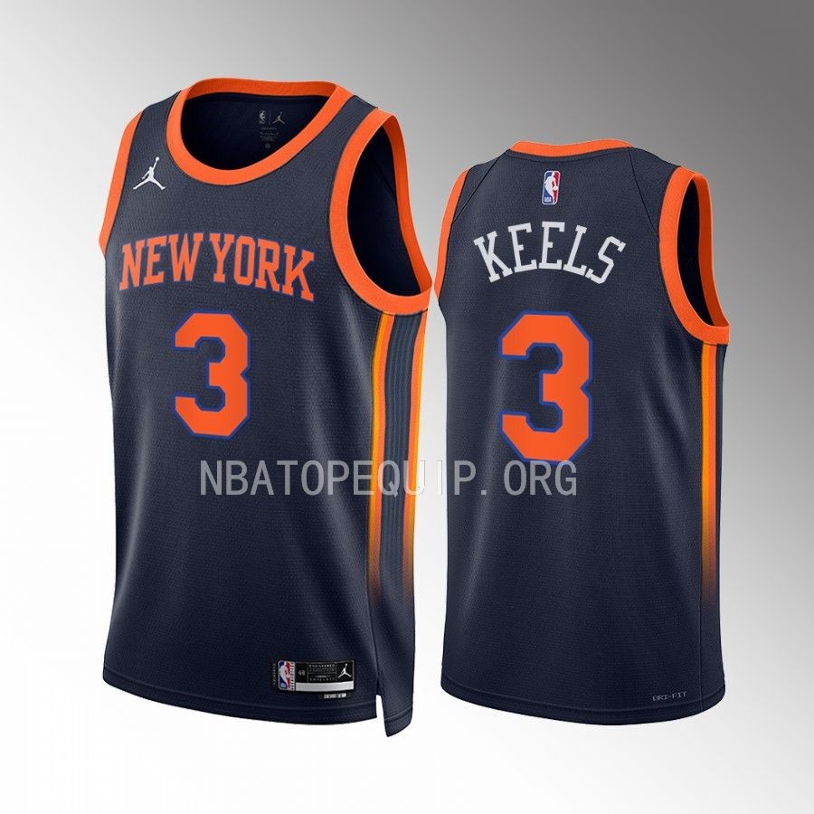 New York Knicks Trevor Keels 2022-23 Statement Edition Navy #3 Jersey Swingman