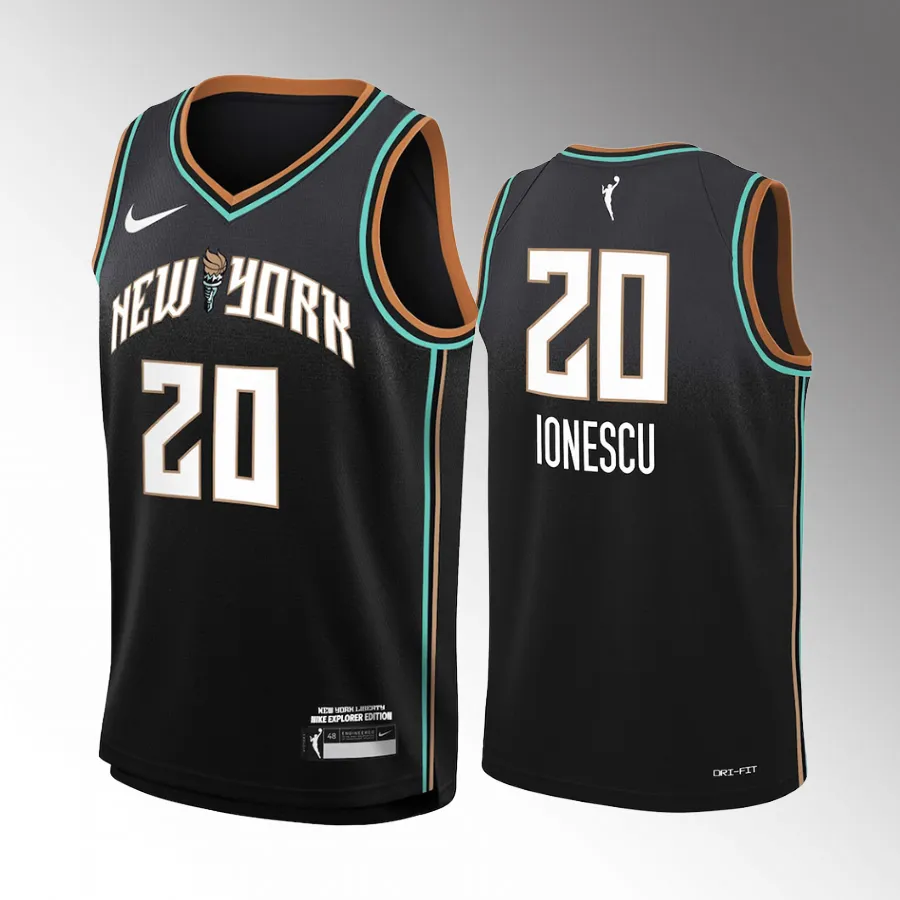 New York Liberty Sabrina Ionescu Black #20 Explorer Edition Youth Swingman Jersey