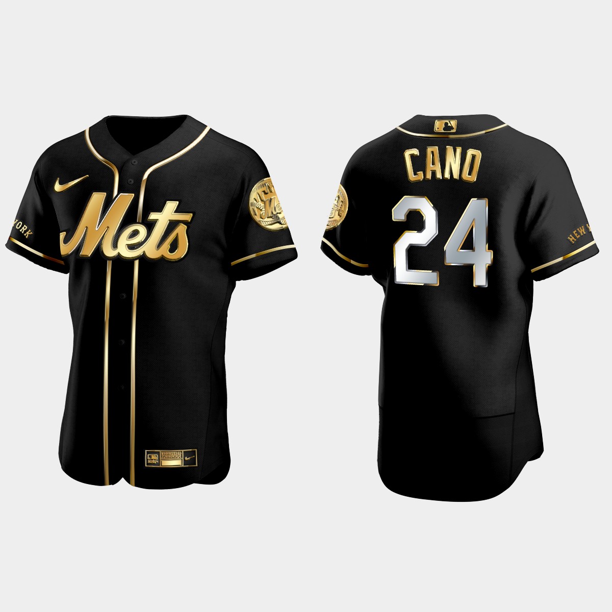 New York Mets #24 Robinson Cano Golden Edition Jersey - Black
