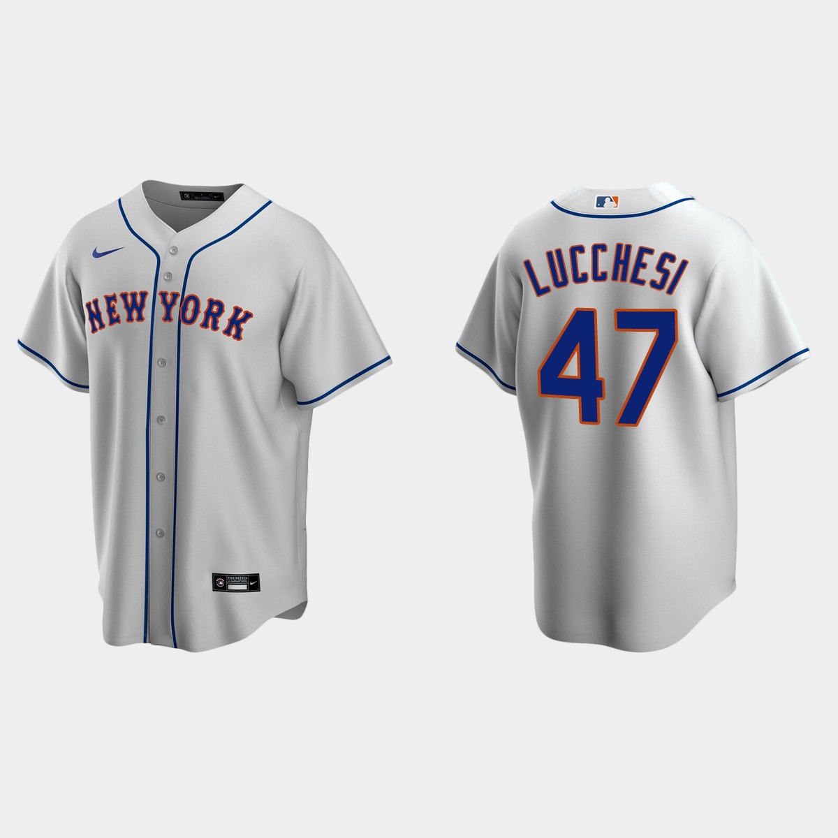 New York Mets #47 Joey Lucchesi Road Jersey - Gray