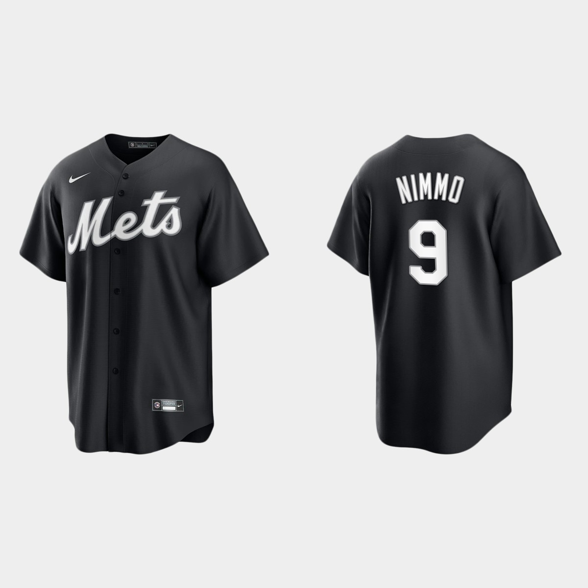 New York Mets Brandon Nimmo 2021 All Black Fashion Jersey - Black White