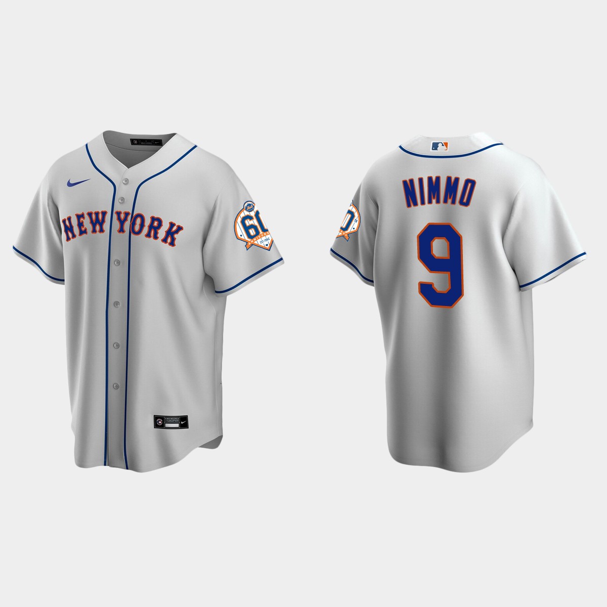 New York Mets Brandon Nimmo 60th Anniversary Jersey - Gray