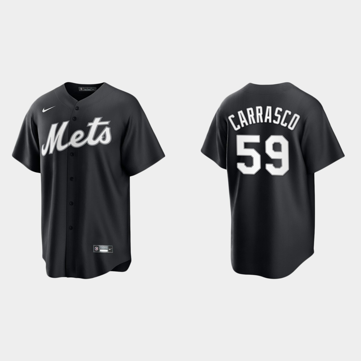 New York Mets Carlos Carrasco 2021 All Black Fashion Jersey - Black White