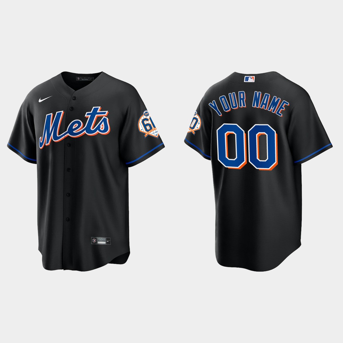 New York Mets Custom 60th Anniversary Jersey - Black