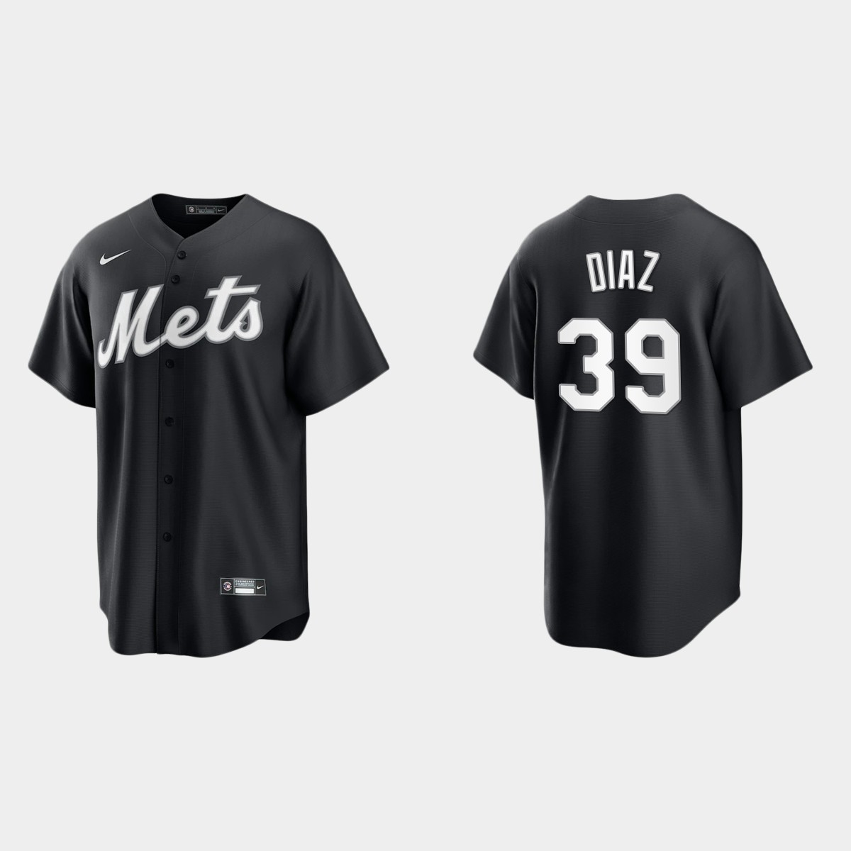 New York Mets Edwin Diaz 2021 All Black Fashion Jersey - Black White