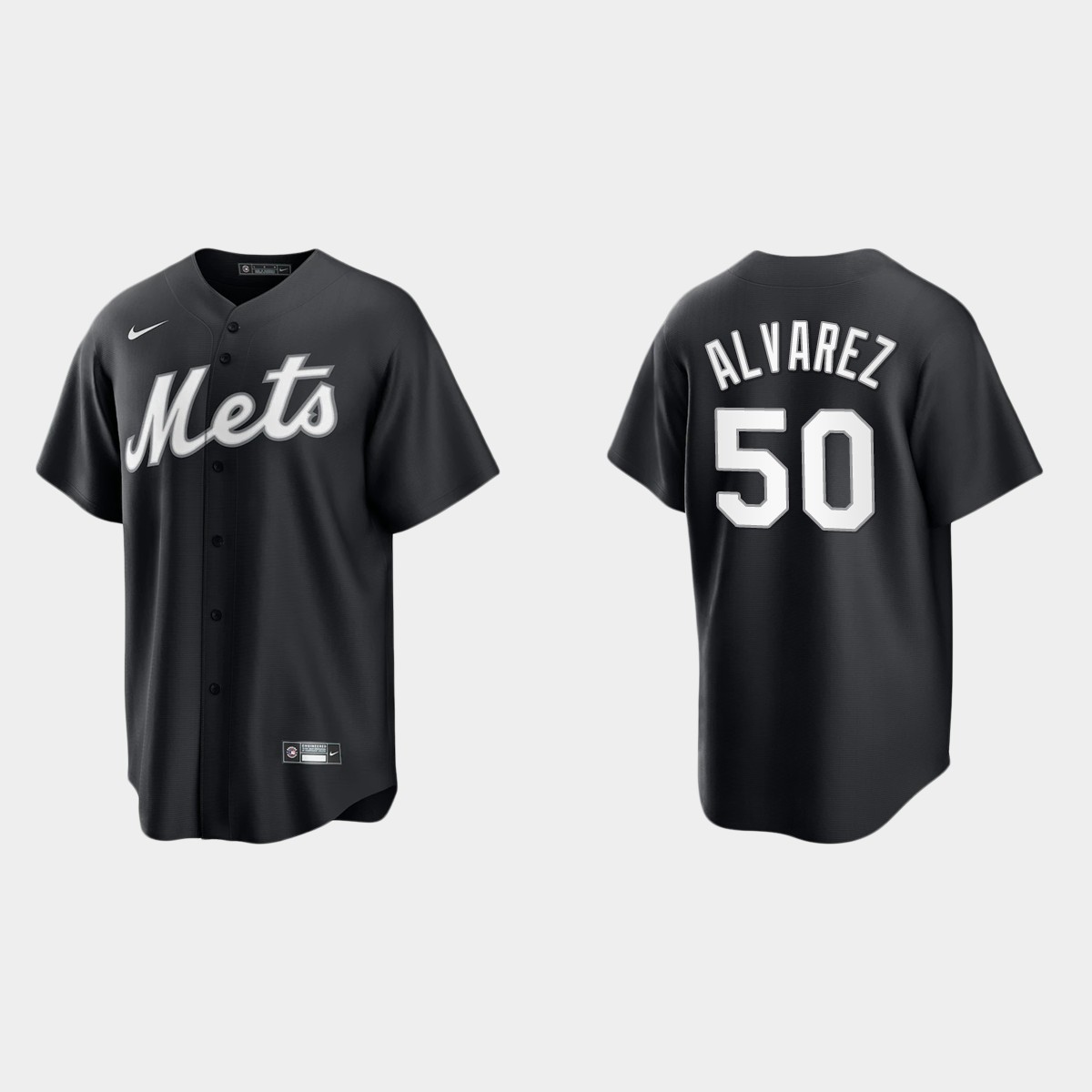 New York Mets Francisco Alvarez Jersey - Black White