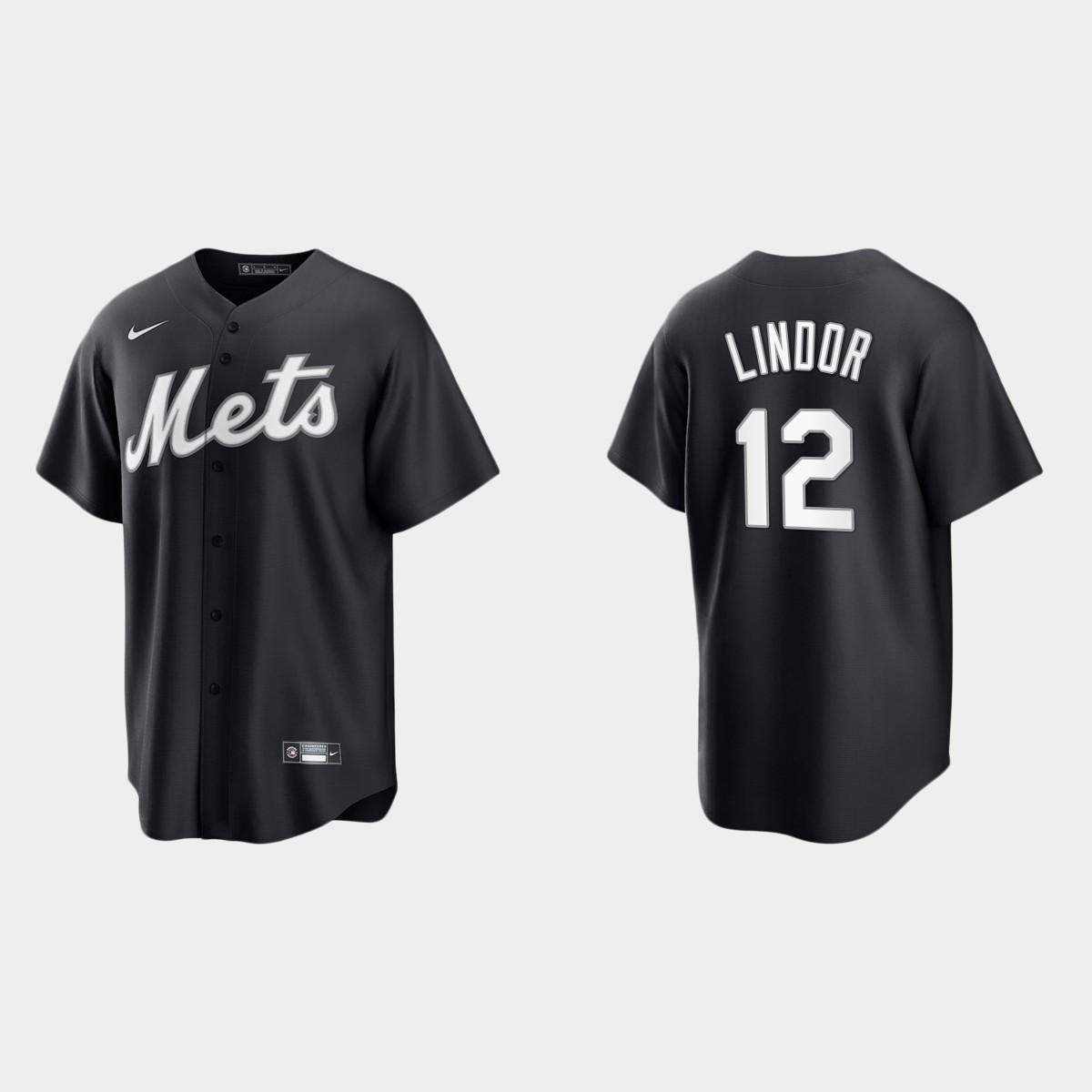 New York Mets Francisco Lindor 2021 All Black Fashion Jersey - Black White