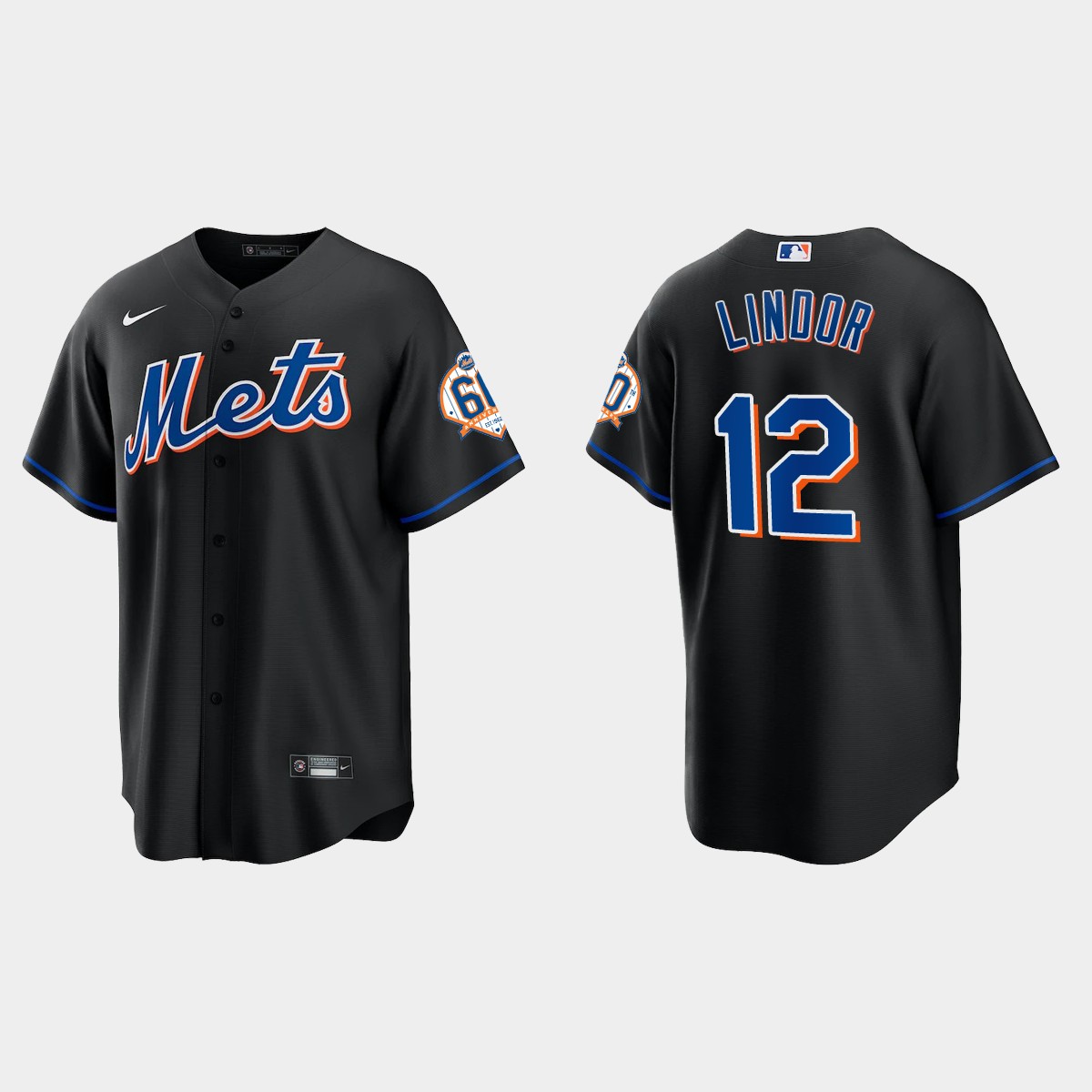 New York Mets Francisco Lindor 60th Anniversary Jersey - Black