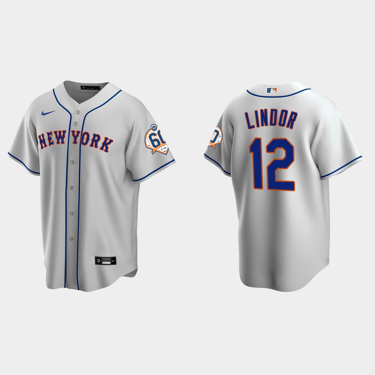 New York Mets Francisco Lindor 60th Anniversary Jersey - Gray