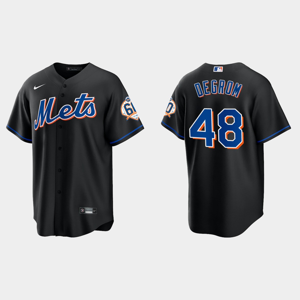 New York Mets Jacob deGrom 60th Anniversary Jersey - Black