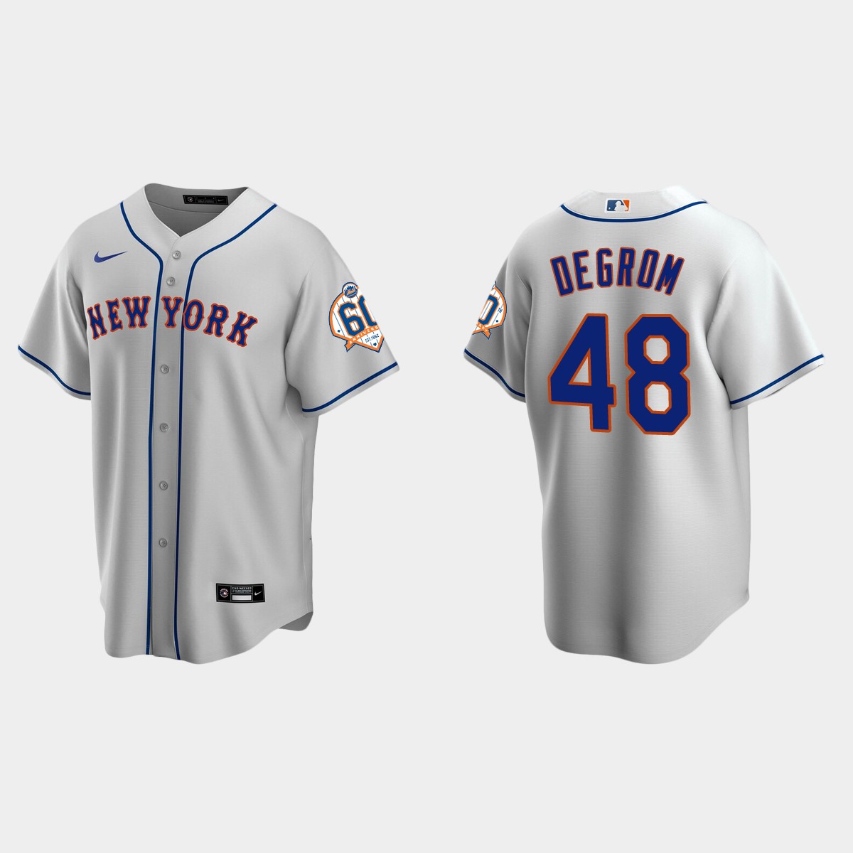New York Mets Jacob deGrom 60th Anniversary Jersey - Gray