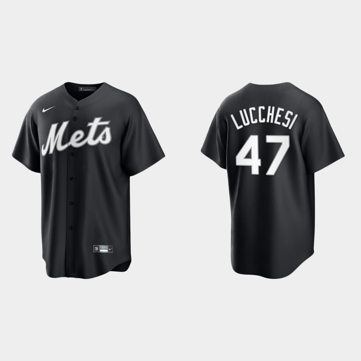 New York Mets Joey Lucchesi 2021 All Black Fashion Jersey - Black White