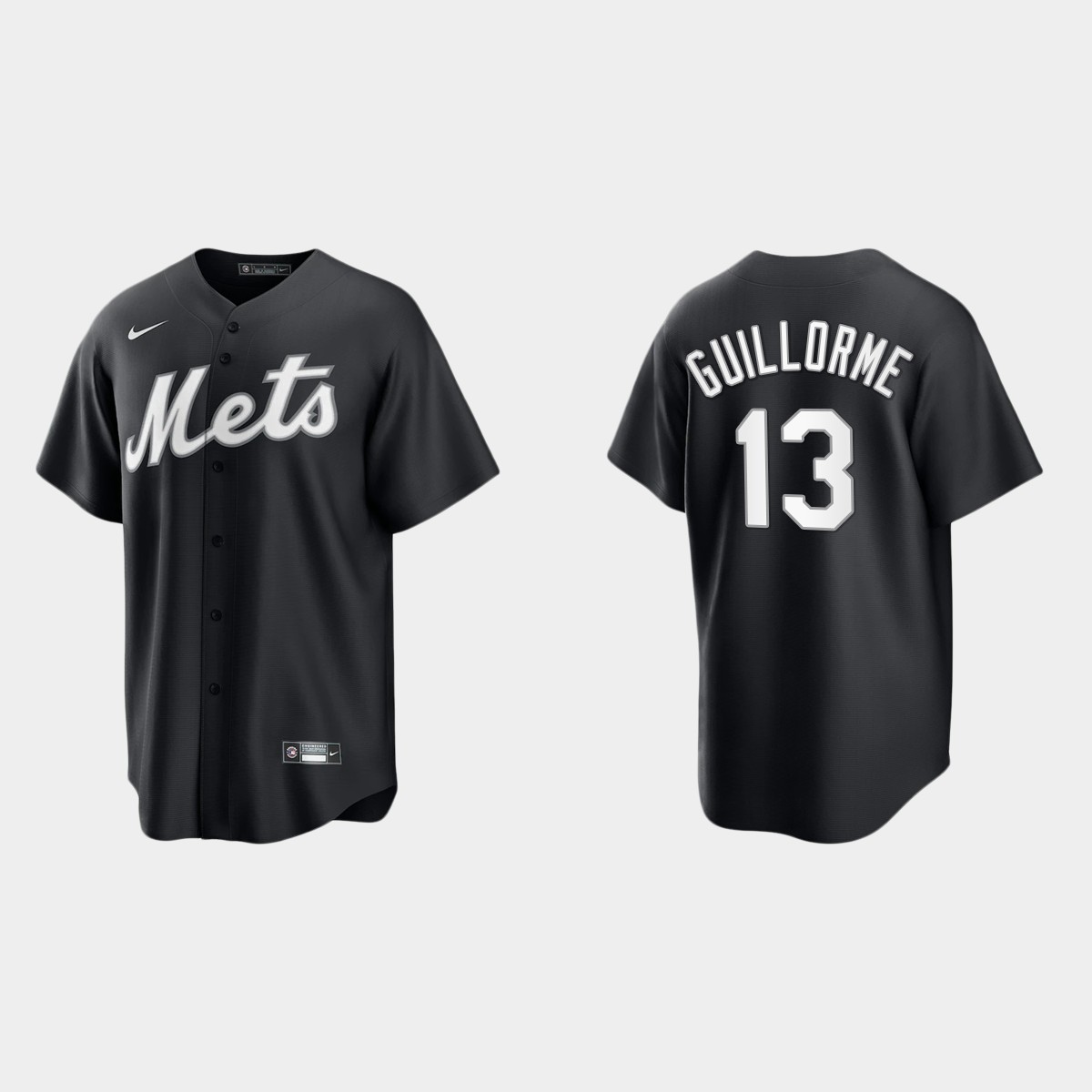 New York Mets Luis Guillorme 2021 All Black Fashion Jersey - Black White