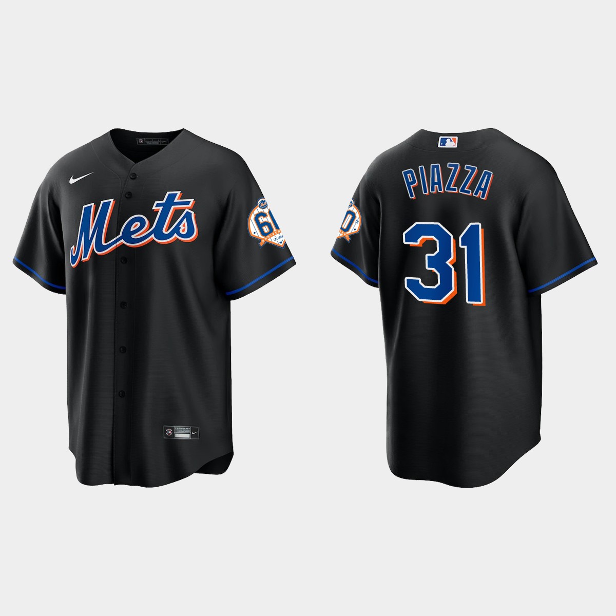 New York Mets Mike Piazza 60th Anniversary Jersey - Black