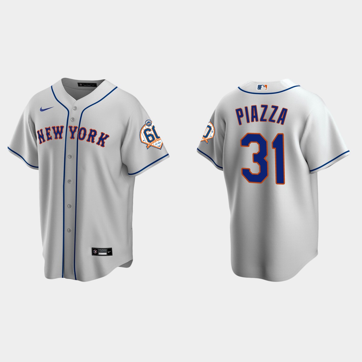 New York Mets Mike Piazza 60th Anniversary Jersey - Gray