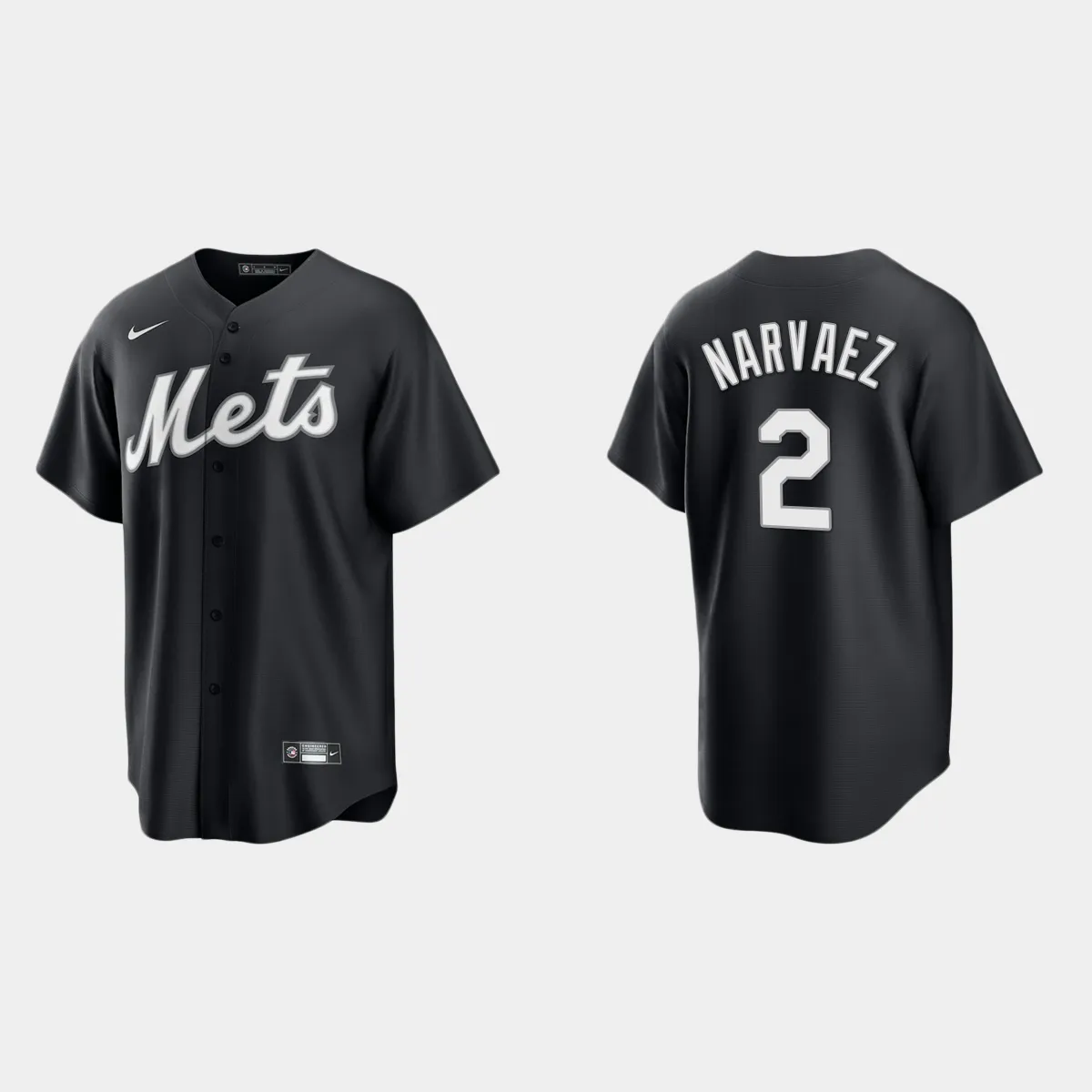 New York Mets Omar Narvaez Jersey - Black White