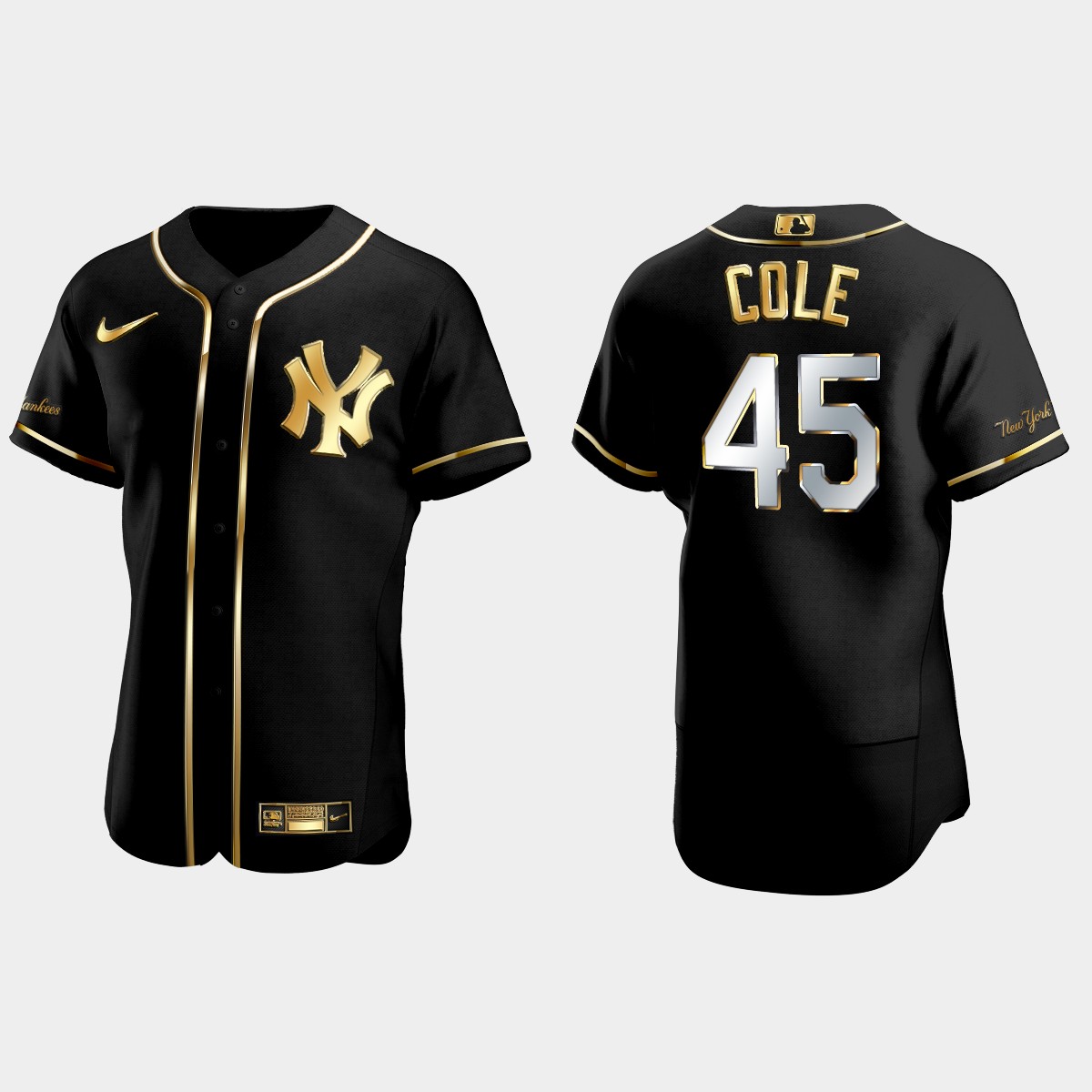 New York Yankees #45 Gerrit Cole Golden Edition Jersey - Black