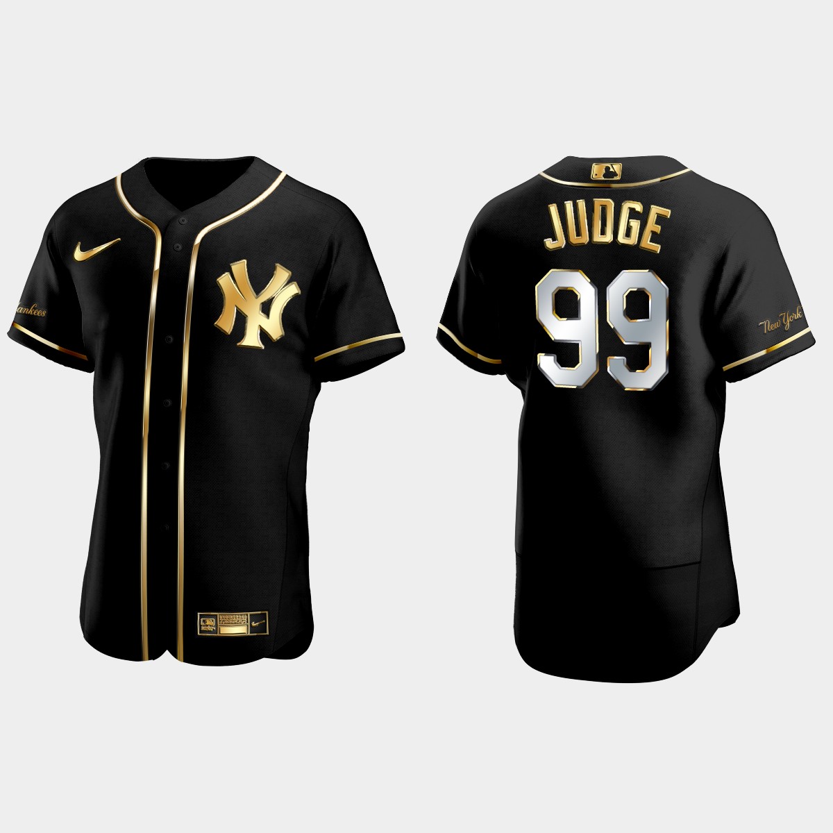 New York Yankees #99 Aaron Judge Golden Edition Jersey - Black