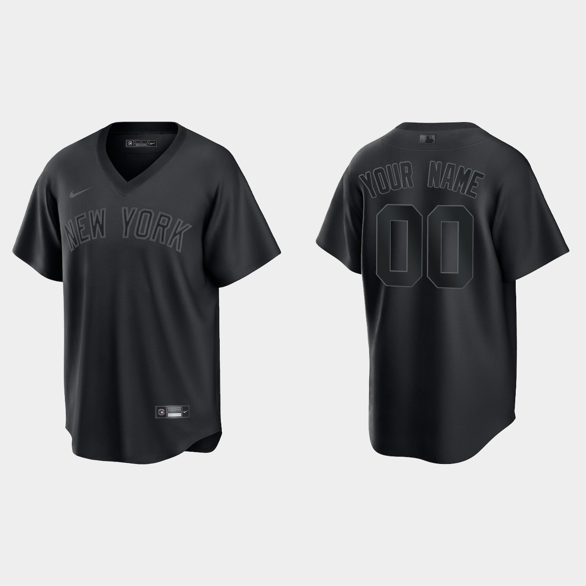 New York Yankees Custom Pitch Black Jersey - Black