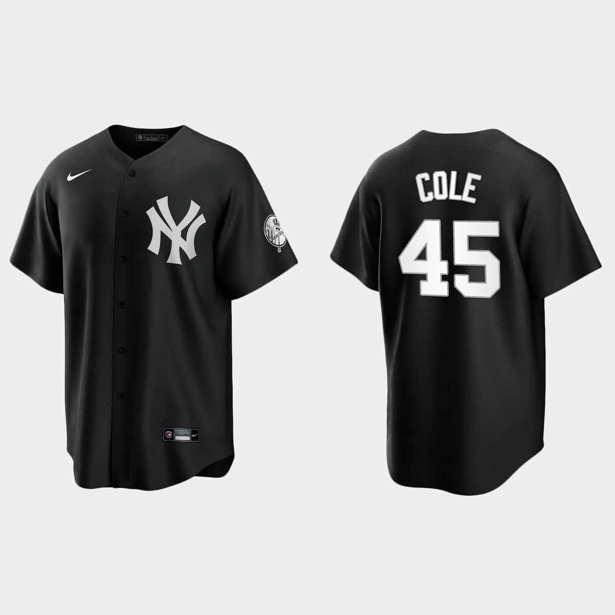 New York Yankees Gerrit Cole 2021 All Black Fashion Jersey - Black White