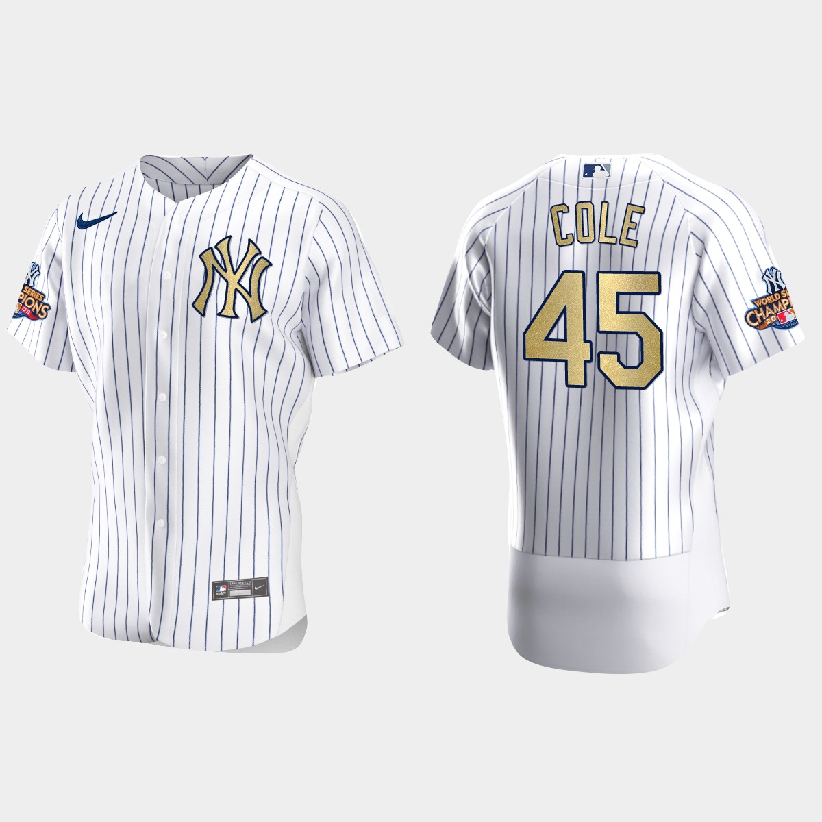 New York Yankees Gerrit Cole White Gold 2009 World Series Champions Jersey