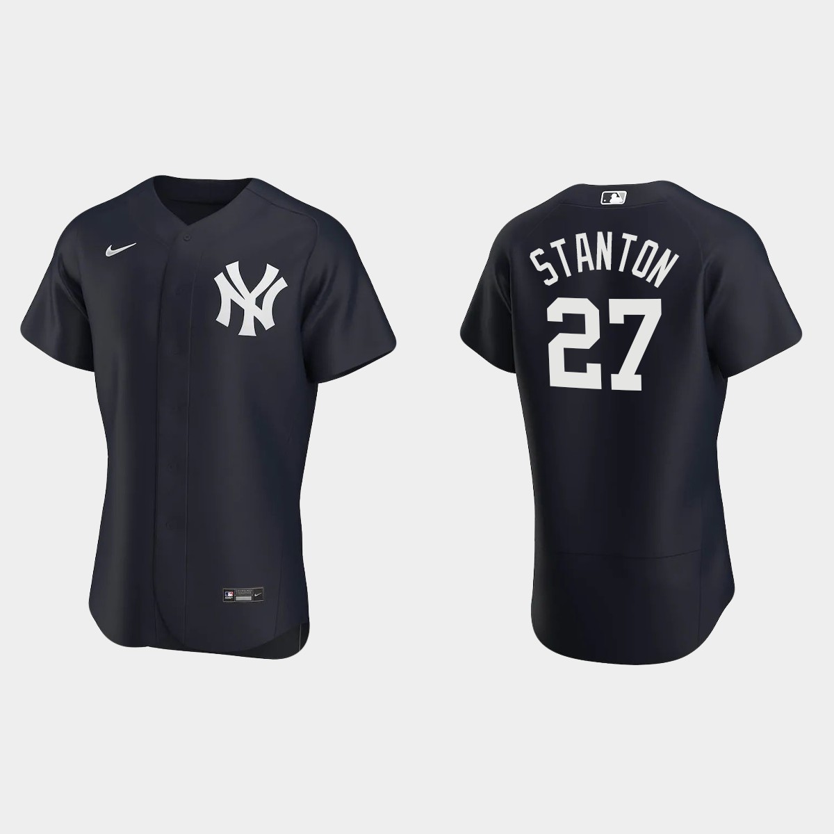 New York Yankees Giancarlo Stanton #27 Navy Team Logo 2020 Alternate Jersey