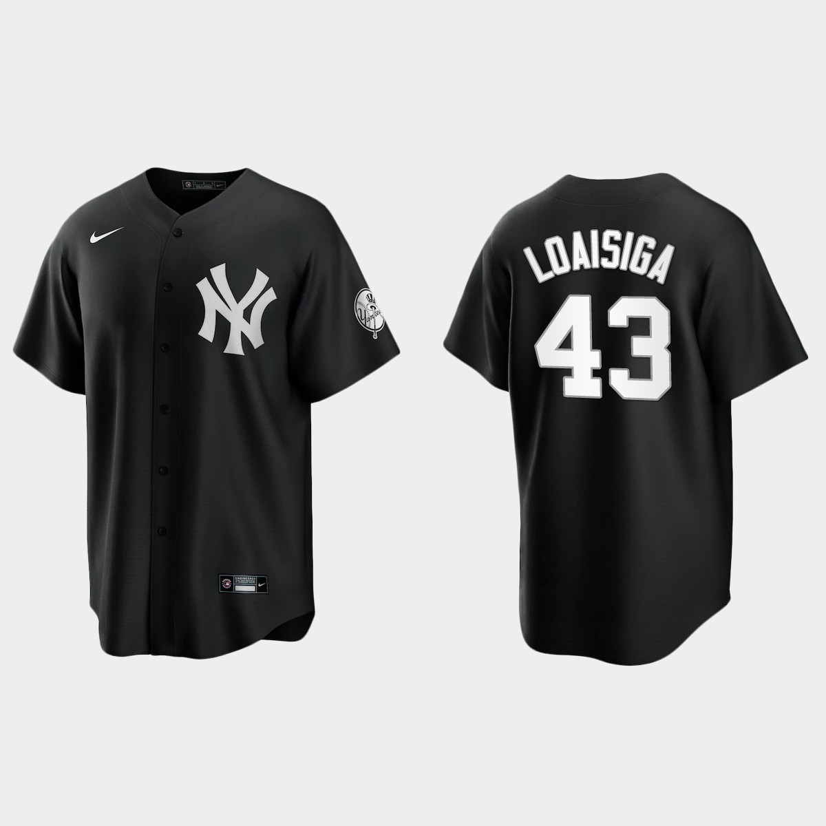 New York Yankees Jonathan Loaisiga 2021 All Black Fashion Jersey - Black White