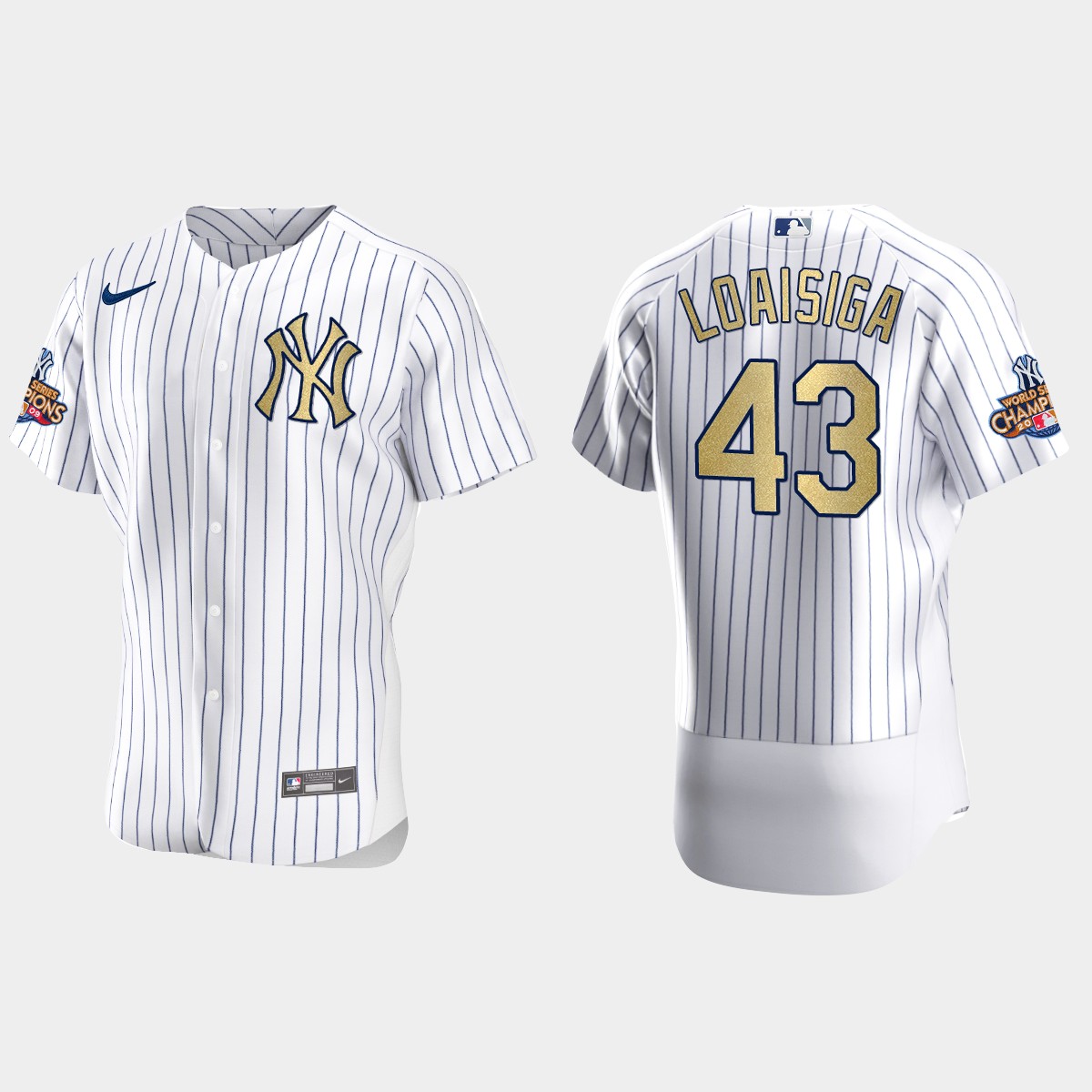New York Yankees Jonathan Loaisiga White Gold 2009 World Series Champions Jersey