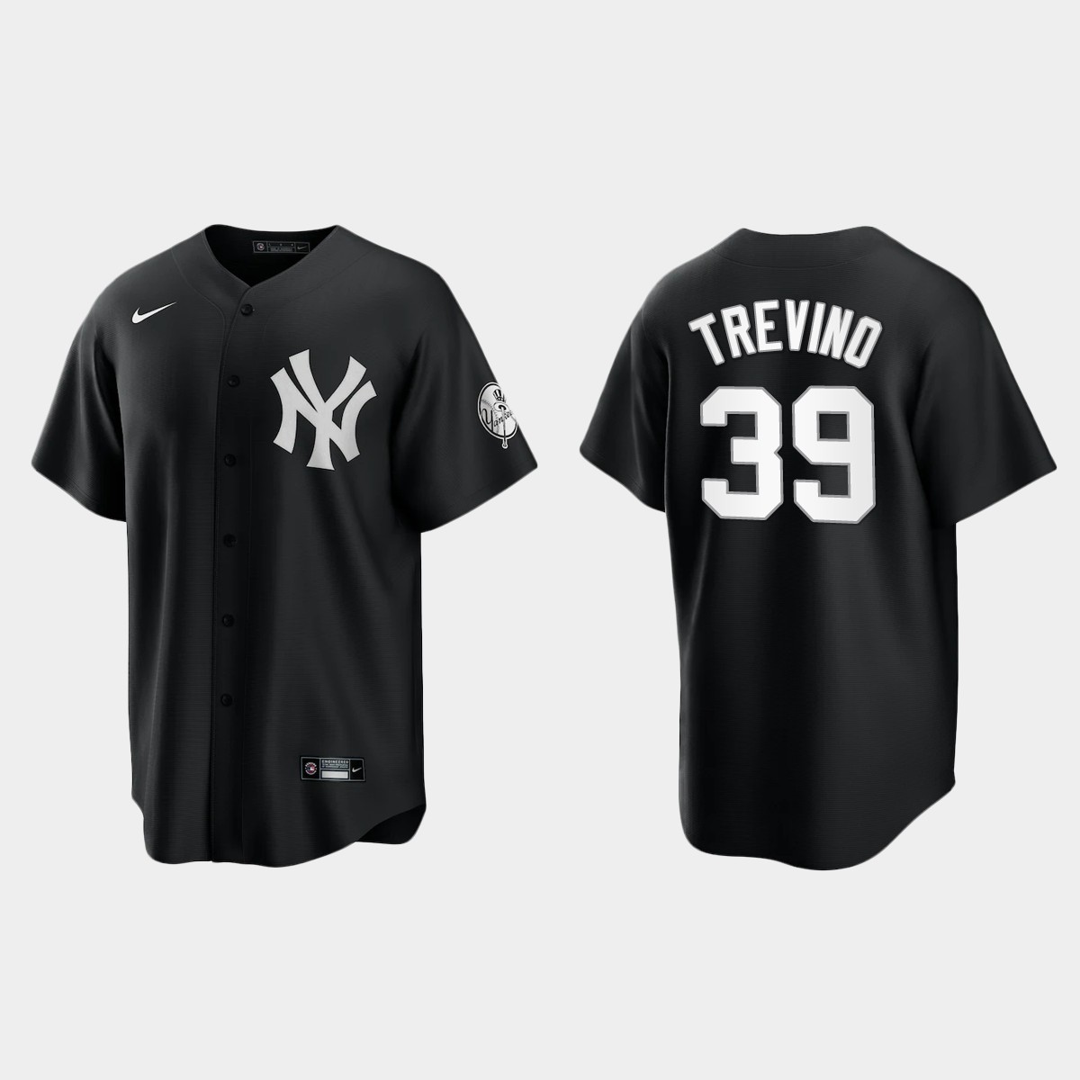 New York Yankees Jose Trevino Jersey - Black White