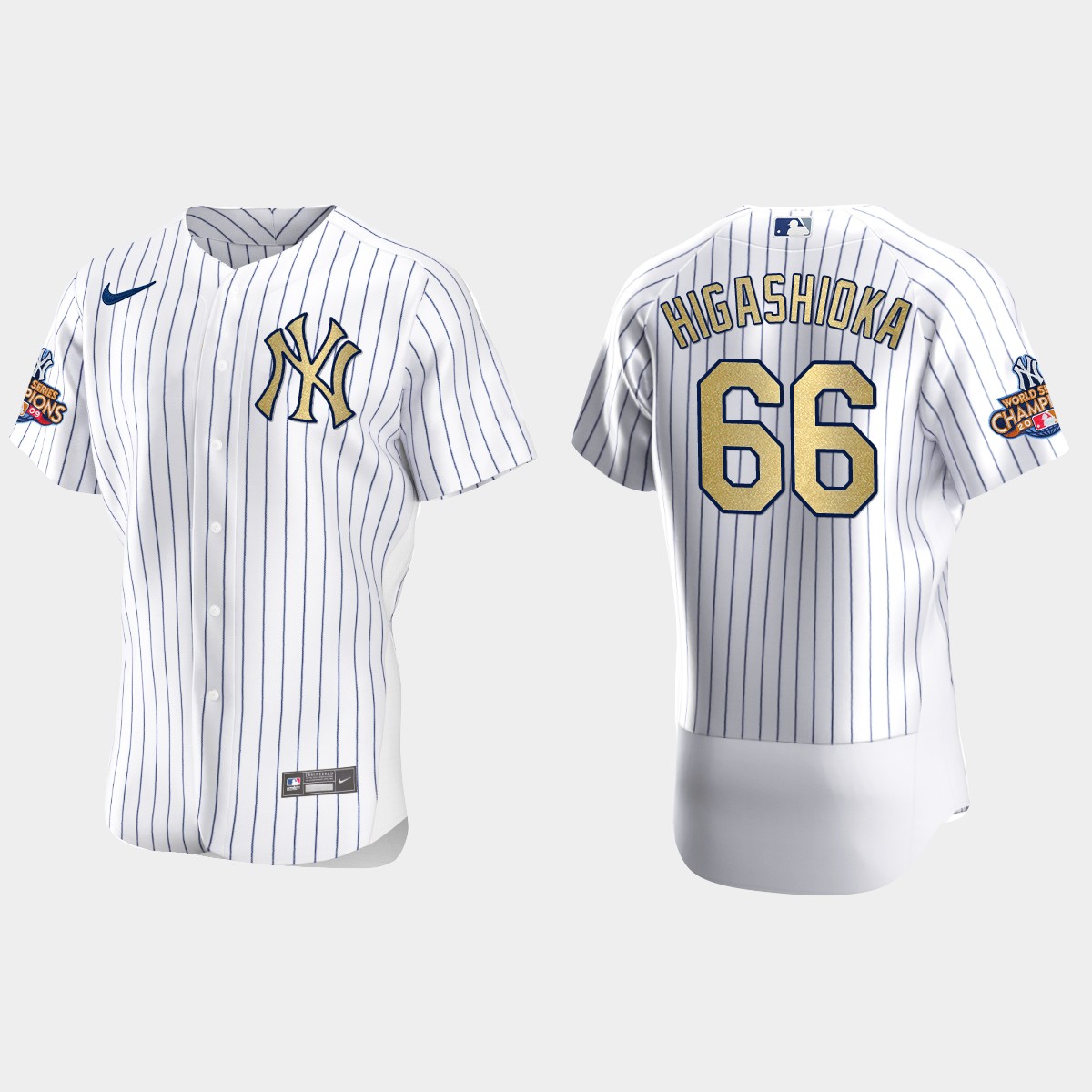 New York Yankees Kyle Higashioka White Gold 2009 World Series Champions Jersey