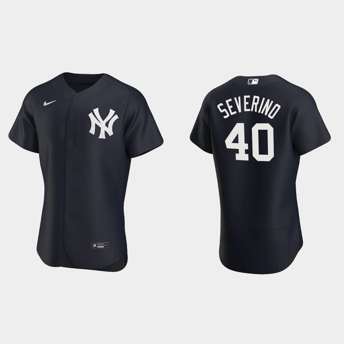 New York Yankees Luis Severino #40 Navy Team Logo 2020 Alternate Jersey