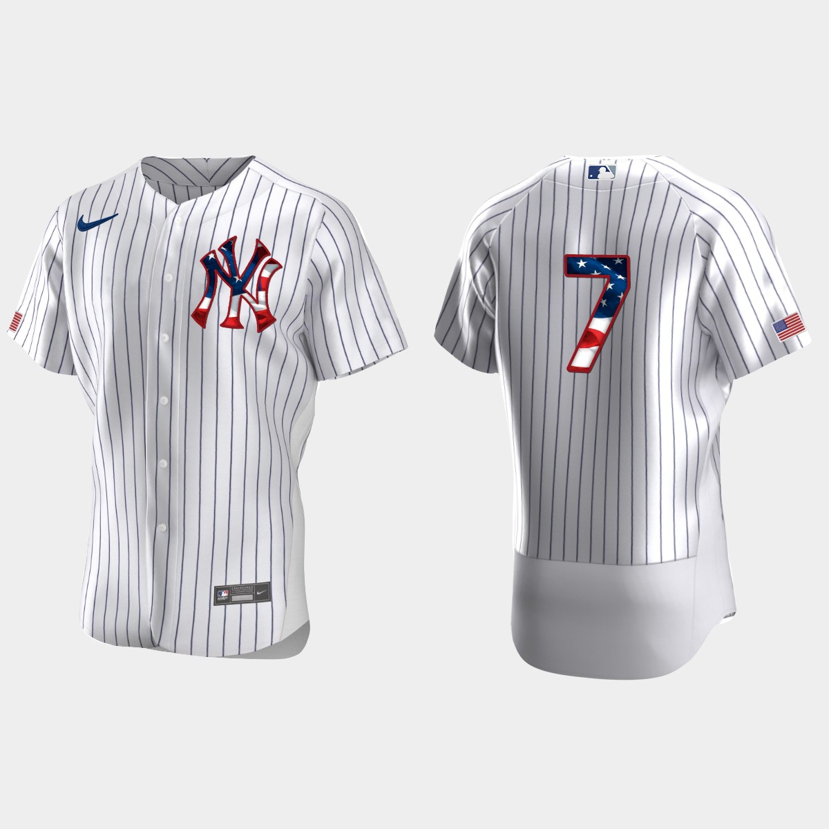 New York Yankees Mickey Mantle 2020 Stars And Stripes 4th of July Jersey - White