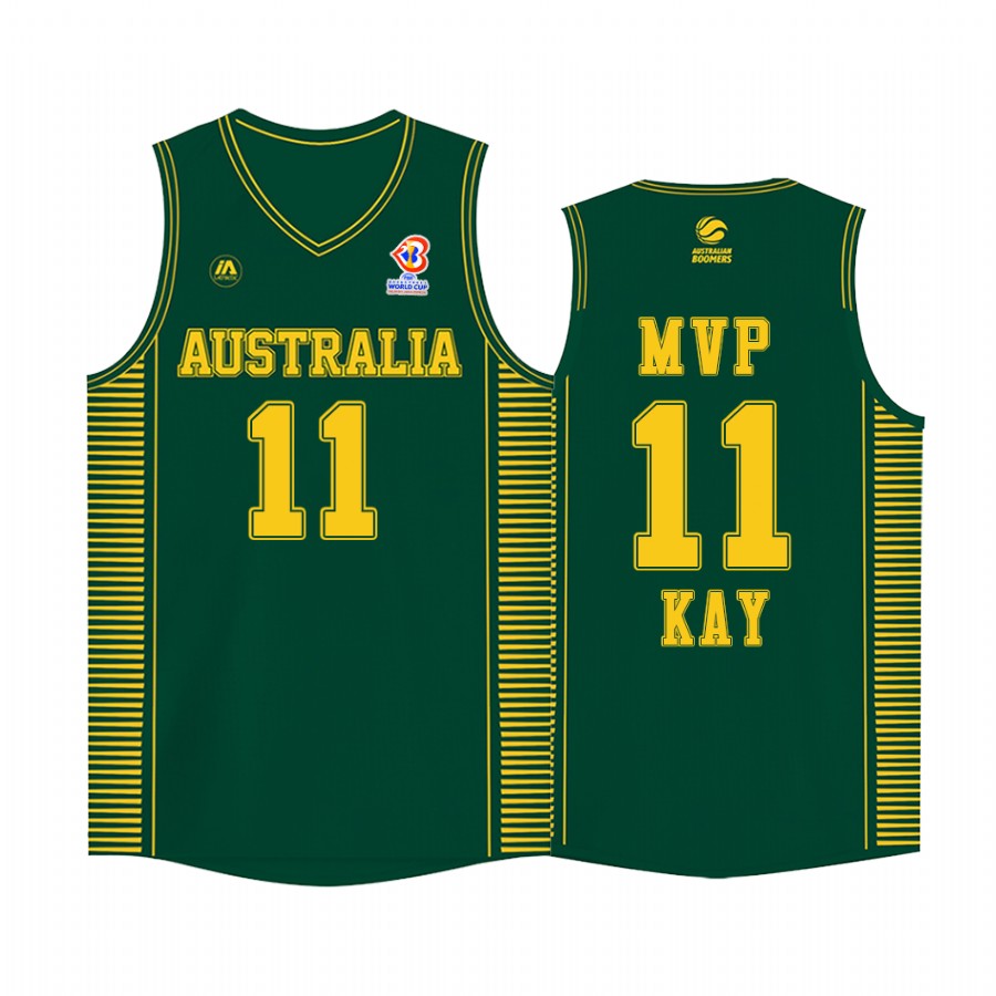 Nick Kay ASIA MVP #11 Australia 2022 FIBA Baketball World Cup Green Jersey