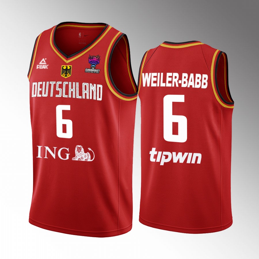 Nick Weiler-Babb Germany  FIBA EuroBasket 2022 Red Jersey #6