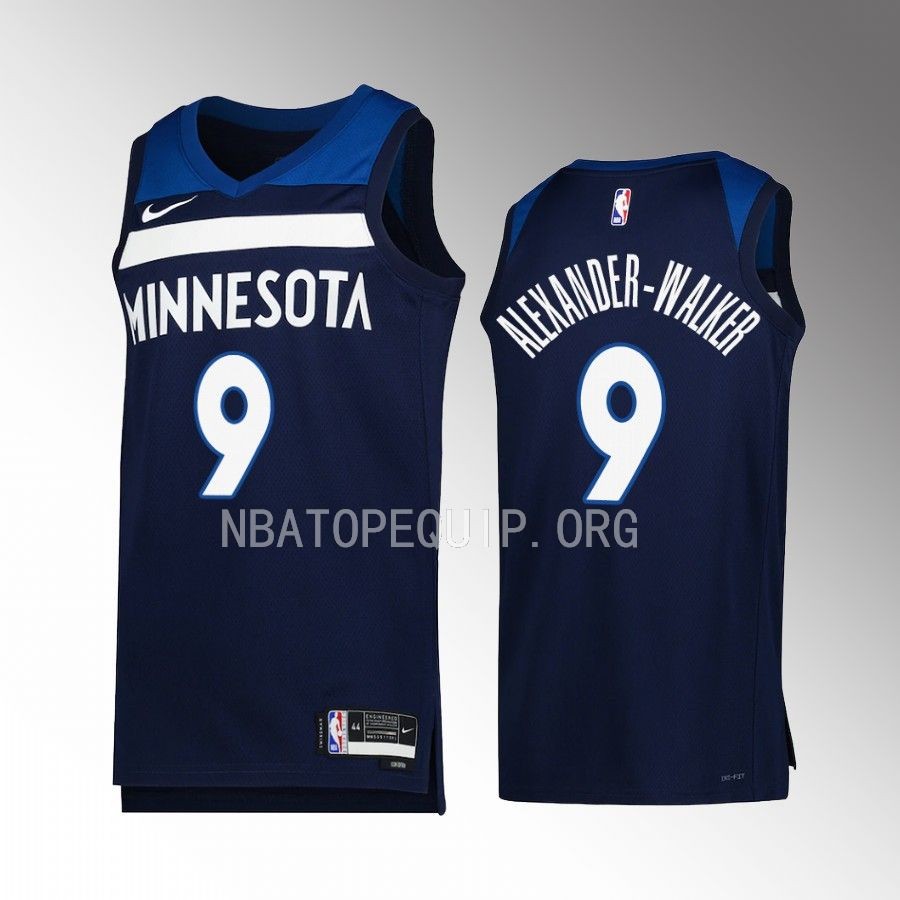 Nickeil Alexander-Walker Minnesota Timberwolves 2022-23 Icon Edition Navy #9 Jersey Swingman